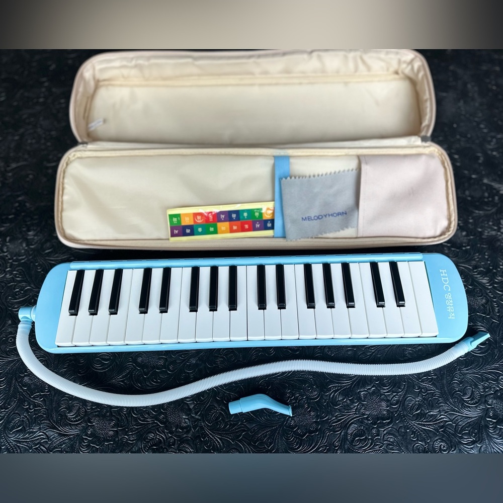 MELODYHORN model # YM-NK37 air piano blue & white W/ durable nylon case like new